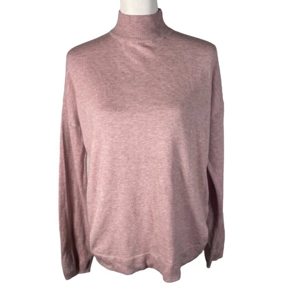 Cyrus Pink Mock Neck Back Zip Closure Tight Knit Long Sleeve Pullover Sweater L